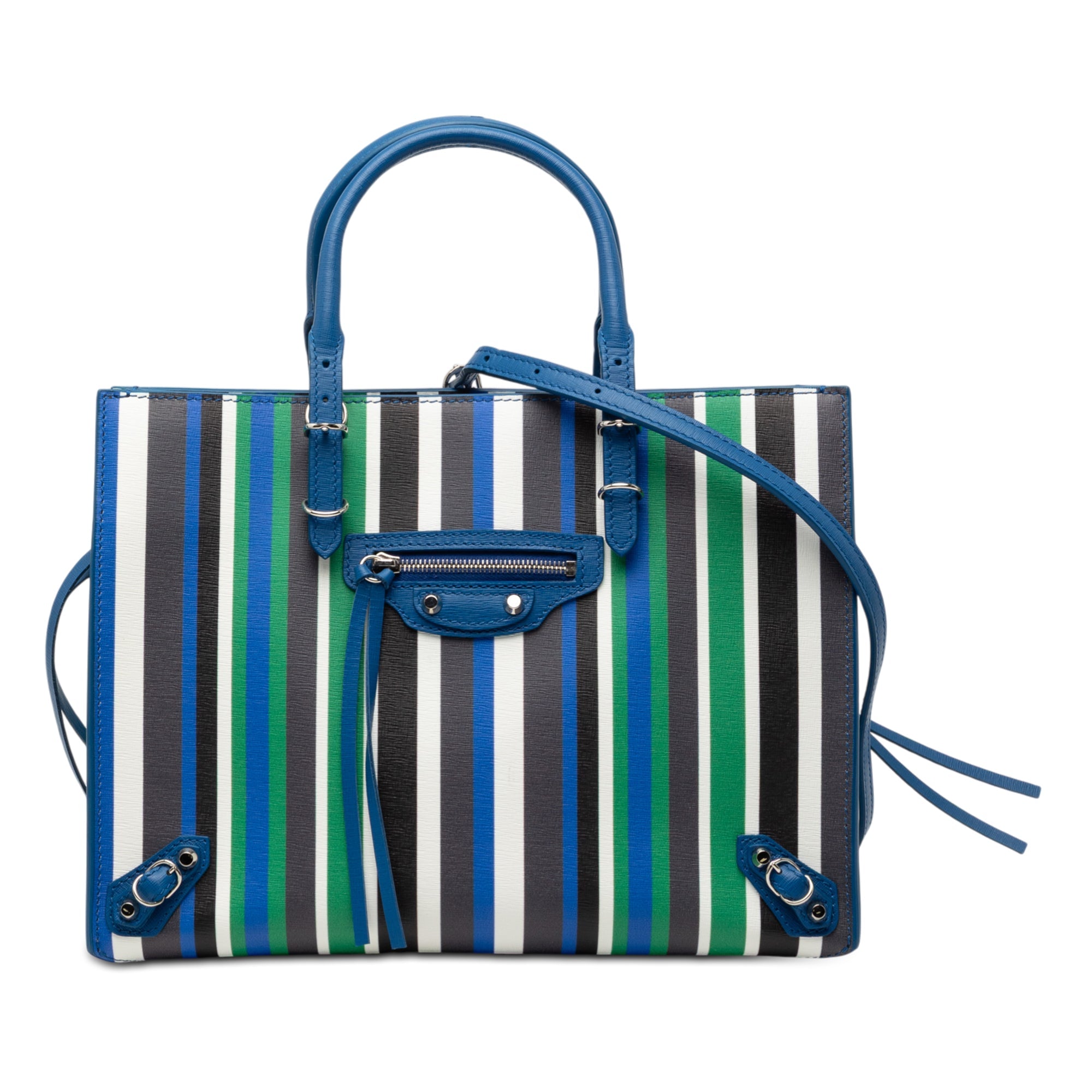 Mini Leather Striped Papier A6 Zip Around Satchel