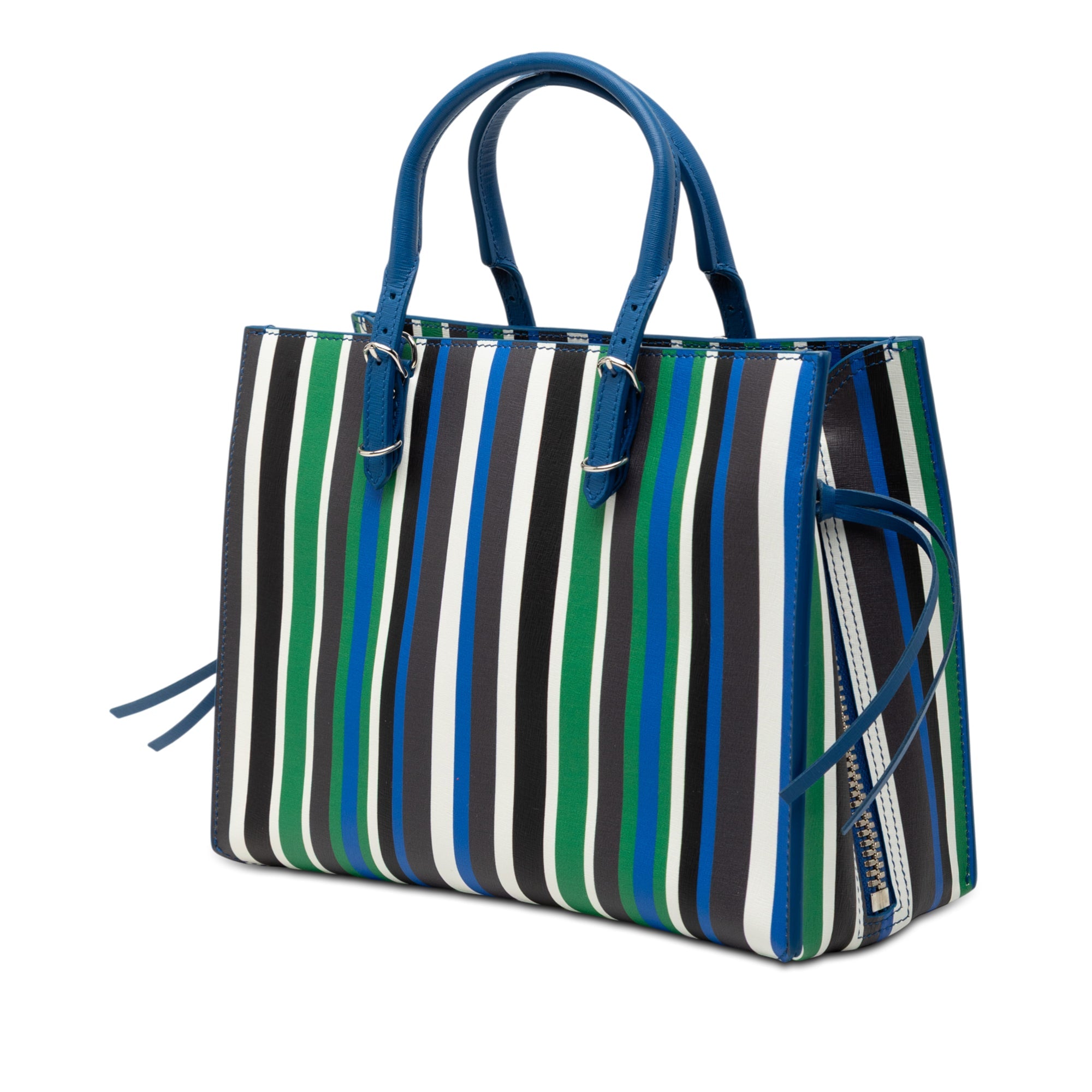 Mini Leather Striped Papier A6 Zip Around Satchel