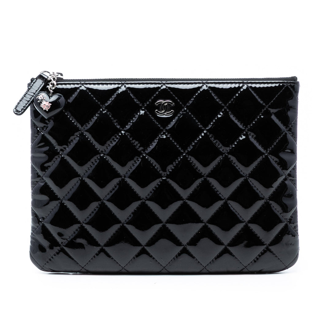 Small Quilted Patent O Case Clutch