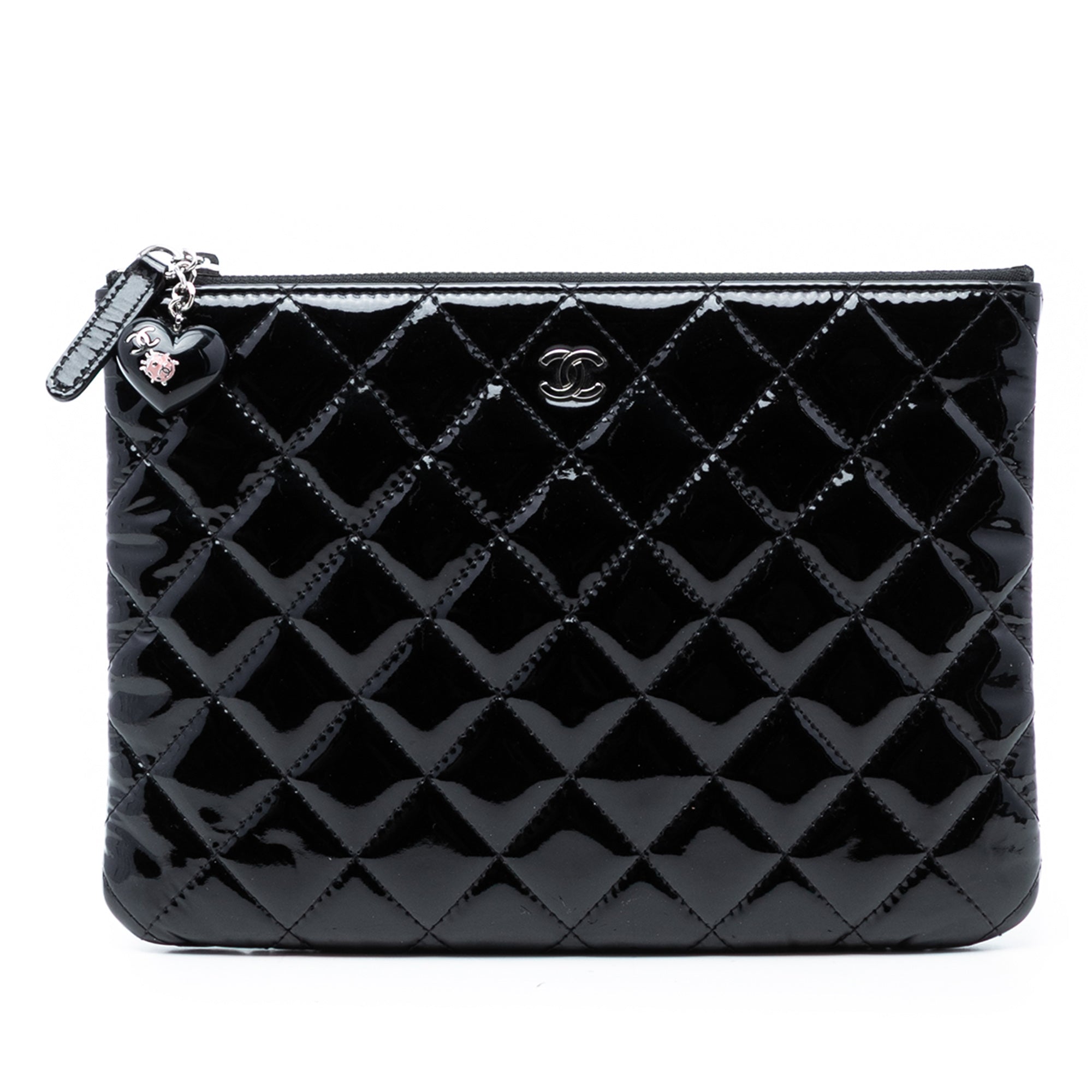 Small Quilted Patent O Case Clutch