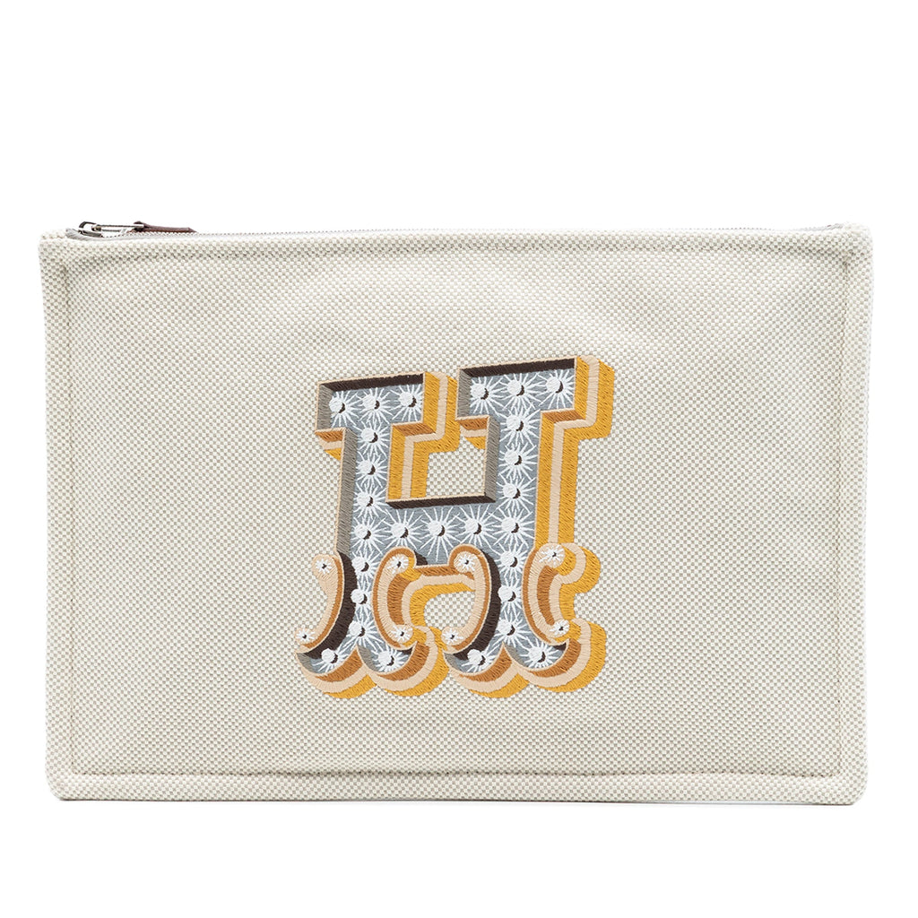 H Canvas Embroidered Electrique Flat Case