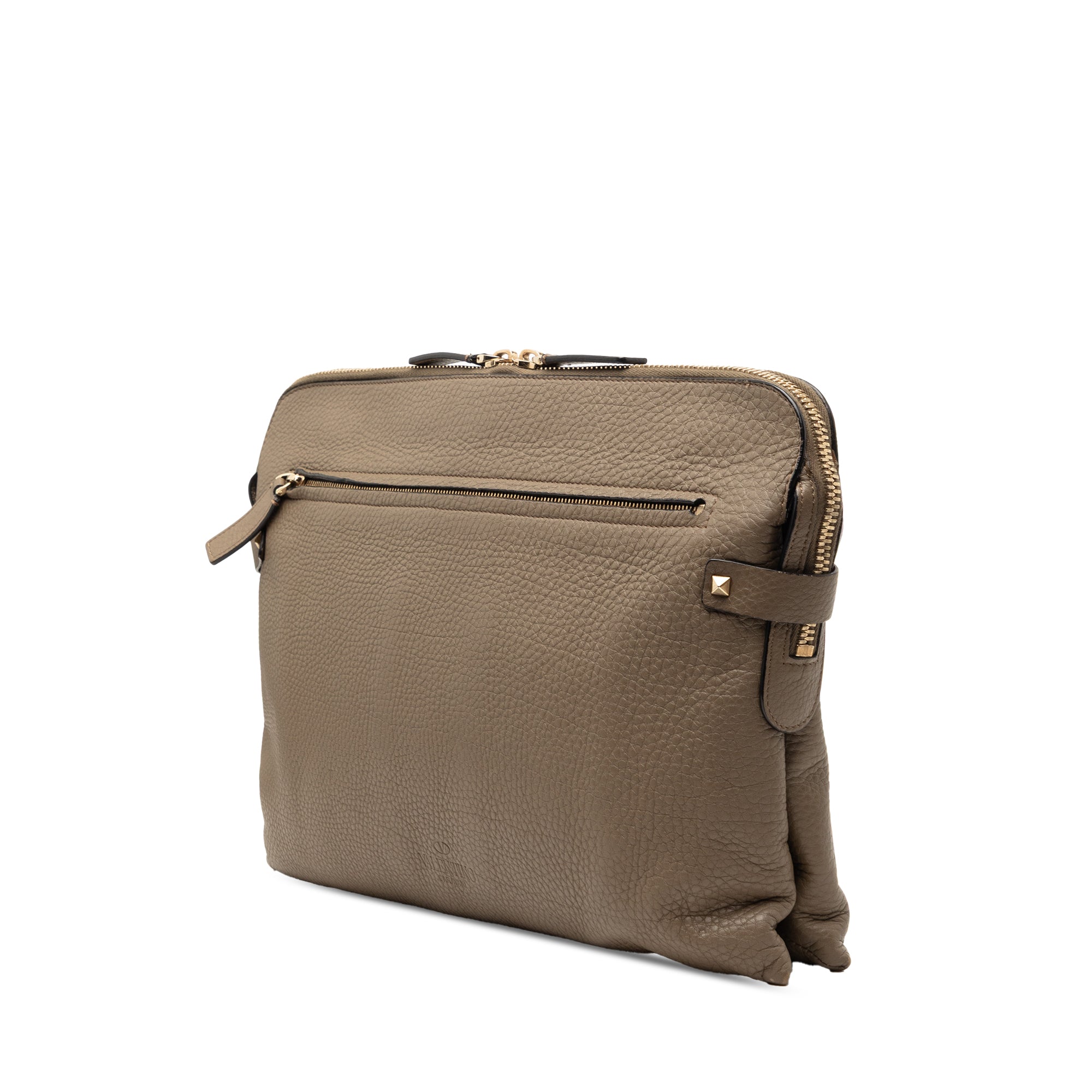 Grained Calfskin Rockstud Clutch