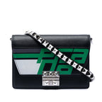 Saffiano Trimmed City Calf Racing Logo Elektra Crossbody