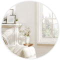 36" Round Wall Mirror, Bathroom Mirror with Metal Frame for Living Room, Bedroom, Entryway, Home Decor, White