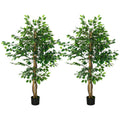 5ft Faux Ficus Plant Set of 2, Indoor Fake Plants with Pot for Home Office Living Room