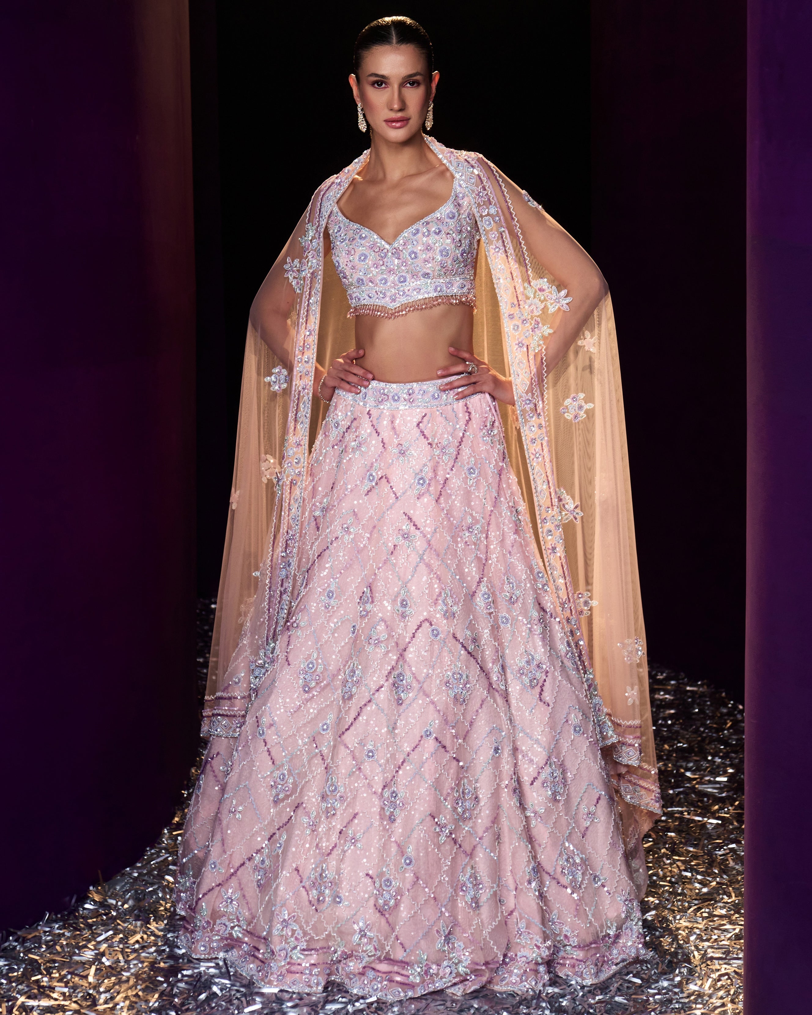 Pink Net Lehenga Set By KYNAH, Luxury Indian Fashion & Bridal Wear