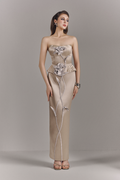 Luxelle 3D Floral Strapless Bodycon Maxi Dress