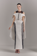 Valerise Embellished Mesh Maxi Dress With Cape