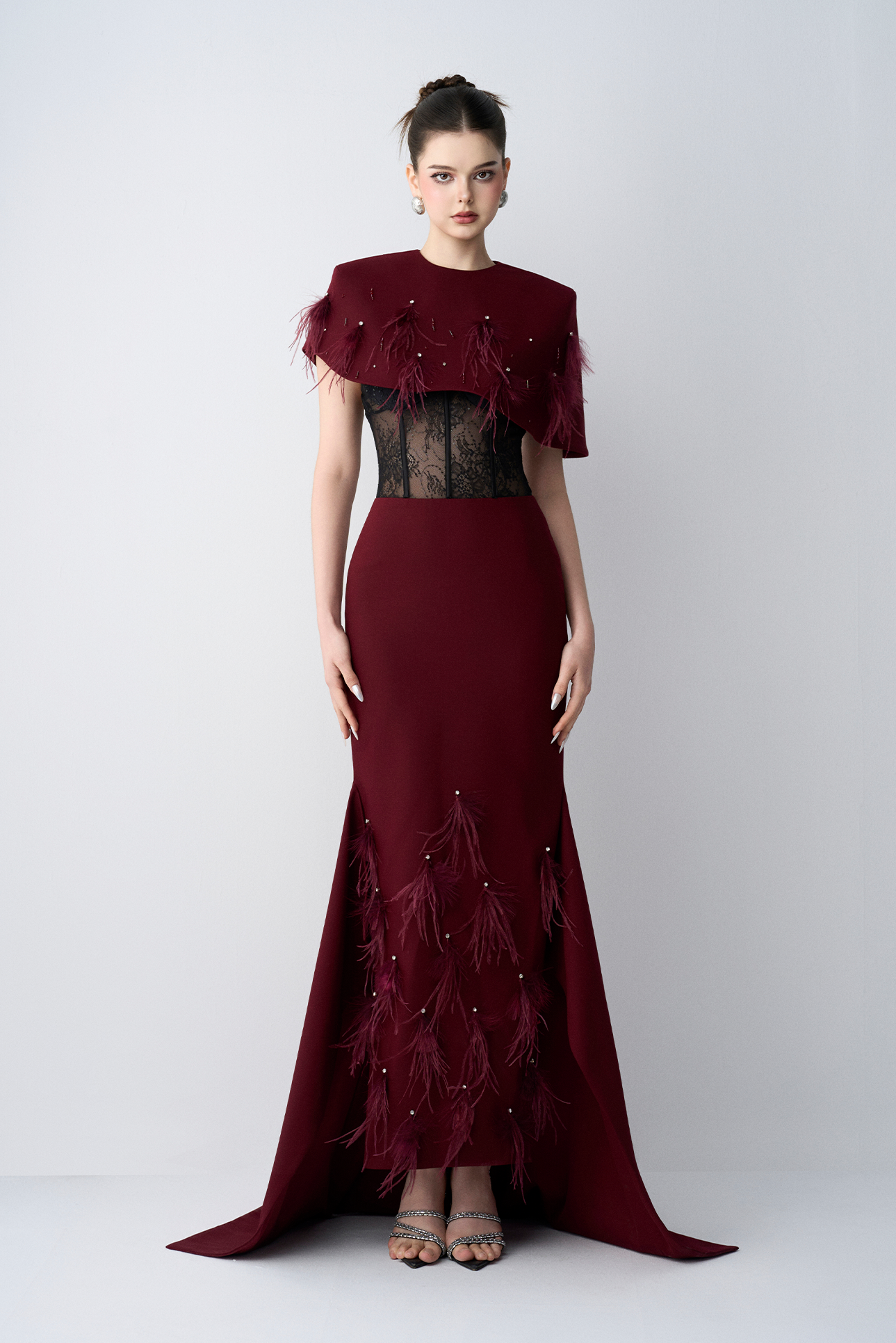 Violetta Couture Fishtail Maxi Dress With Cropped Jacket Set