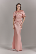 Viera Draped Maxi Dress With Cape