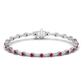 Alternating Ruby and Diamond Tennis Bracelet