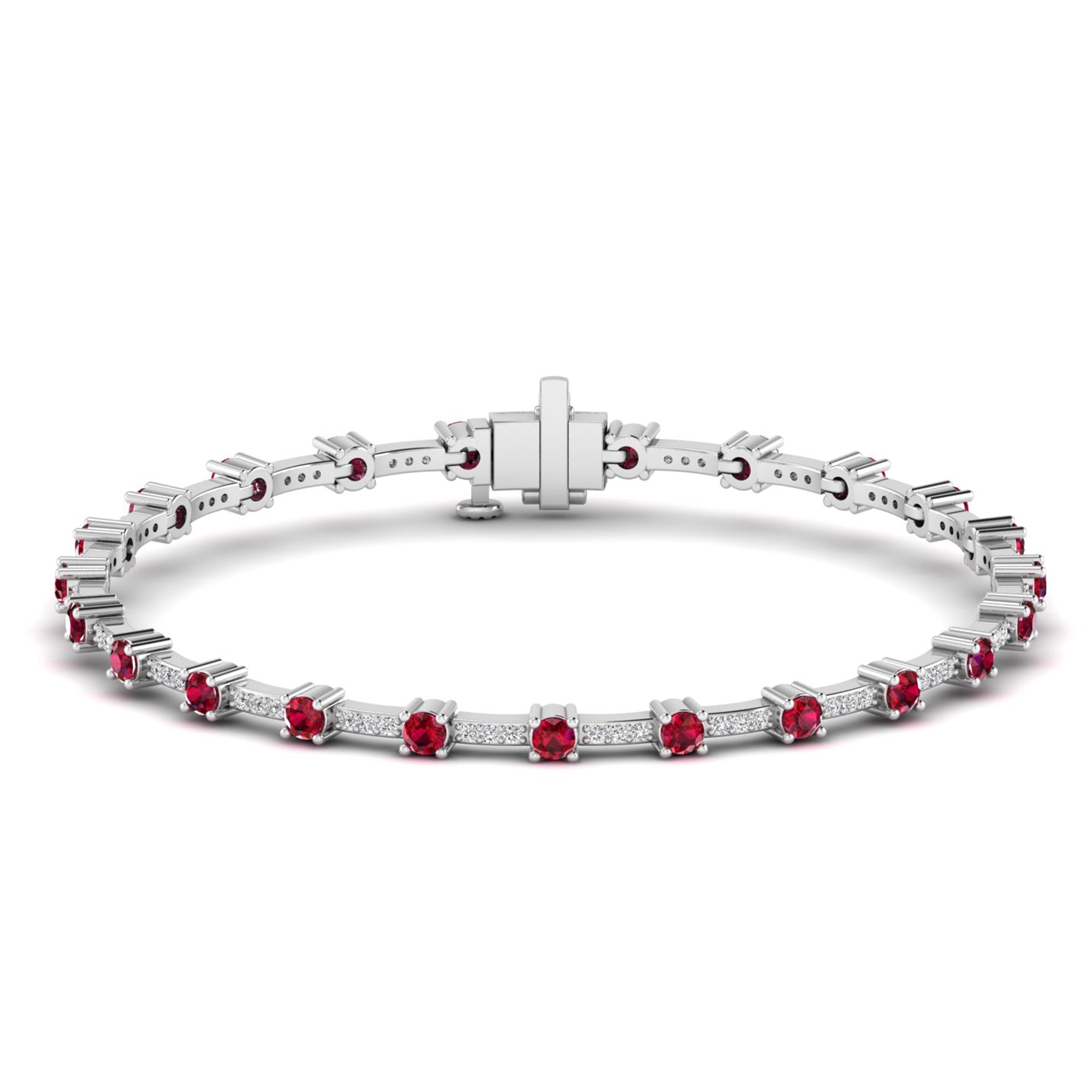 Alternating Ruby and Diamond Tennis Bracelet
