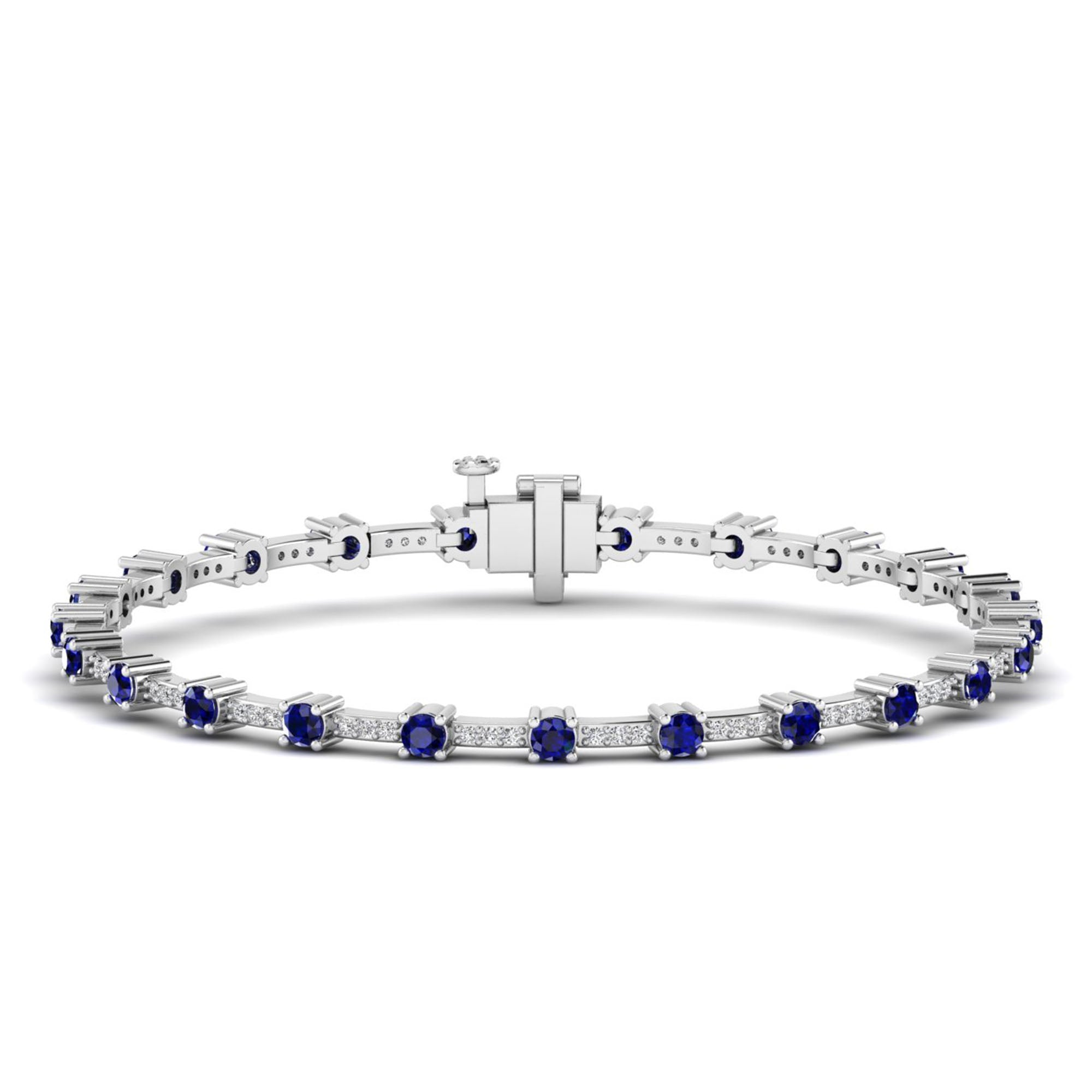 Alternating Sapphire and Diamond Tennis Bracelet