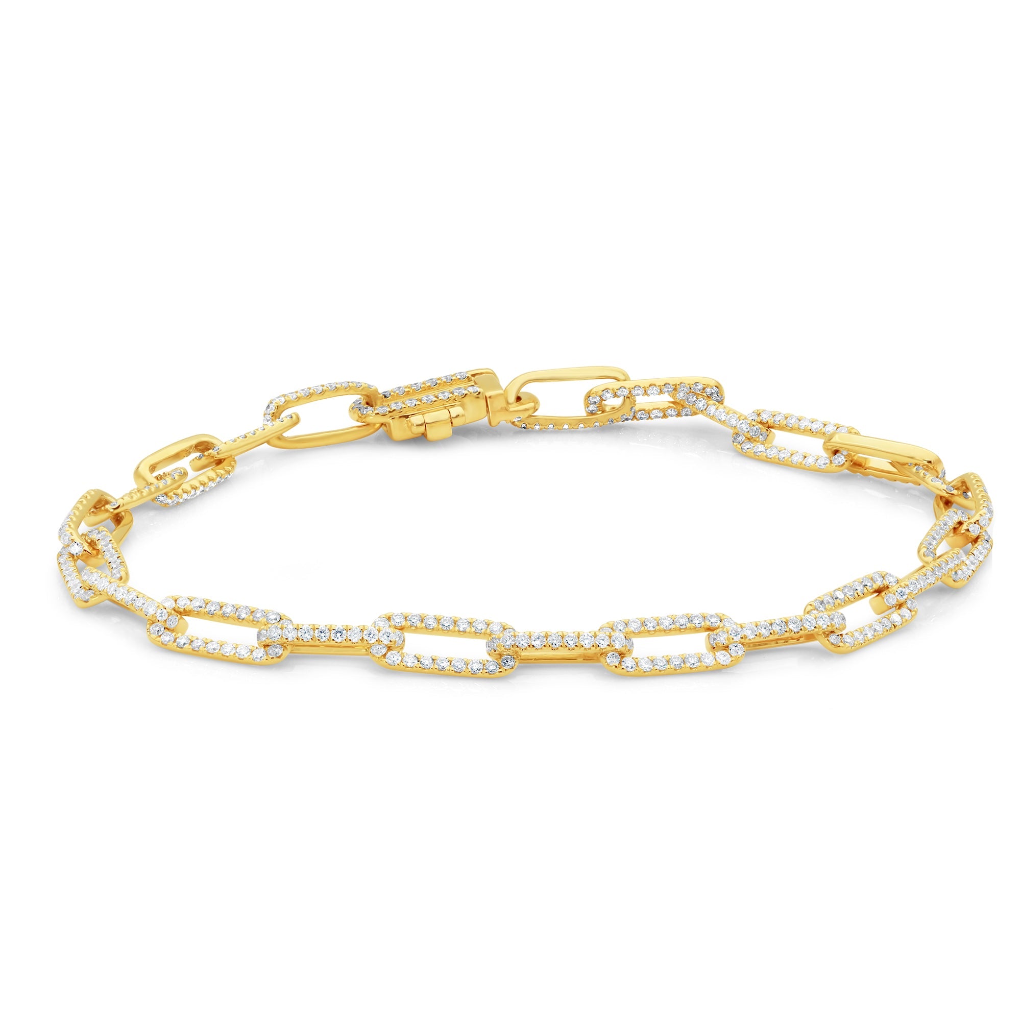 Rectangular Paper Clip Link Diamond Bracelet