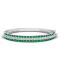 Alternating Baguette Emerald and Cluster Diamond Bracelet