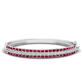 Alternating Baguette Ruby and Cluster Diamond Bracelet