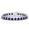 Alternating Emerald Cut Sapphire and Baguette Diamond Bangle