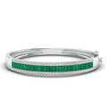 Triple Row Baguette Emerald and Diamond Bangle
