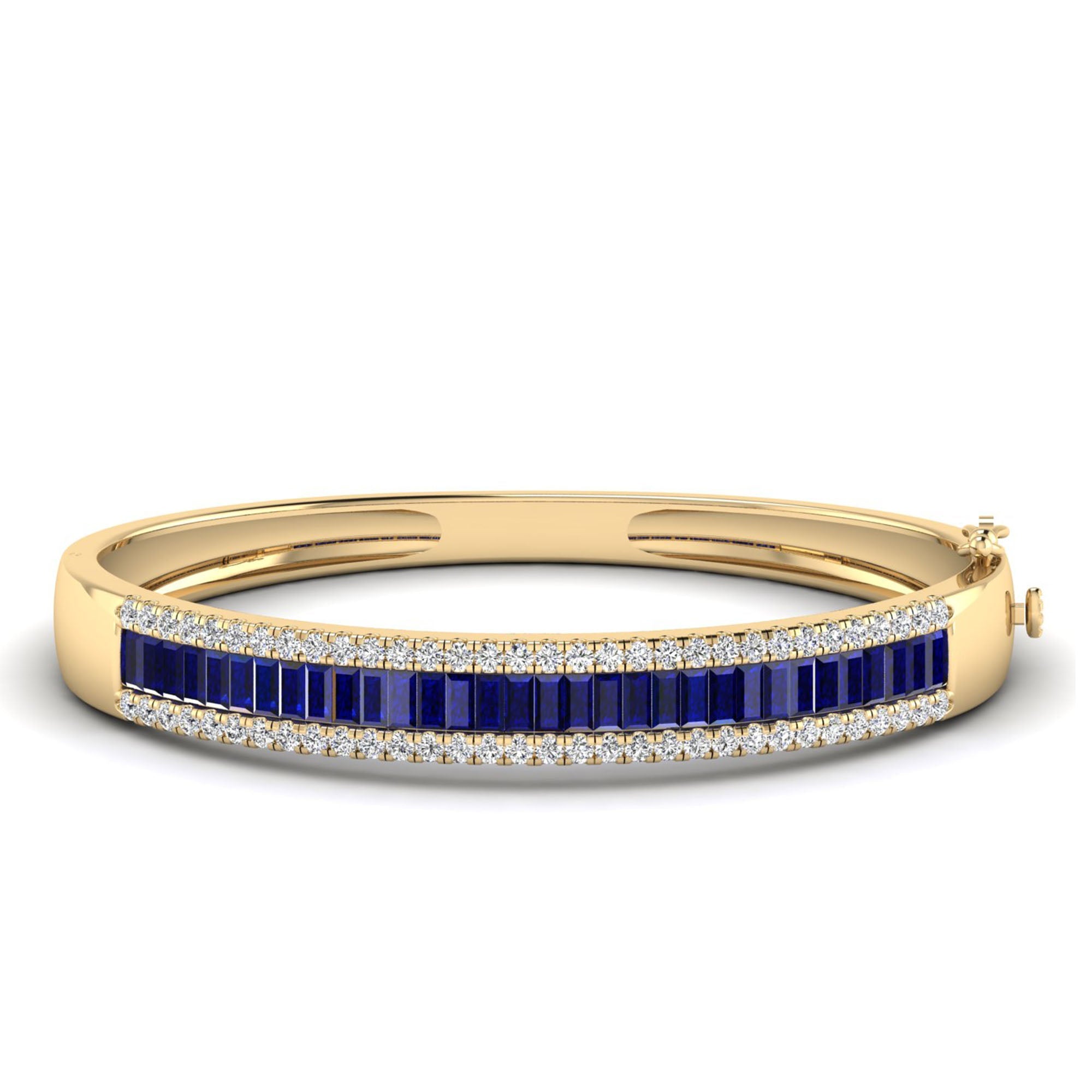 Triple Row Baguette Sapphire and Diamond Bangle