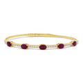 Oval Ruby and Diamond Flex Bangle