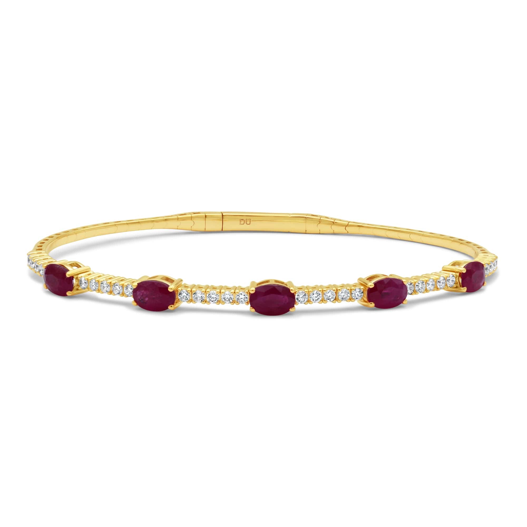 Oval Ruby and Diamond Flex Bangle