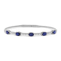 Oval Sapphire and Diamond Flex Bangle