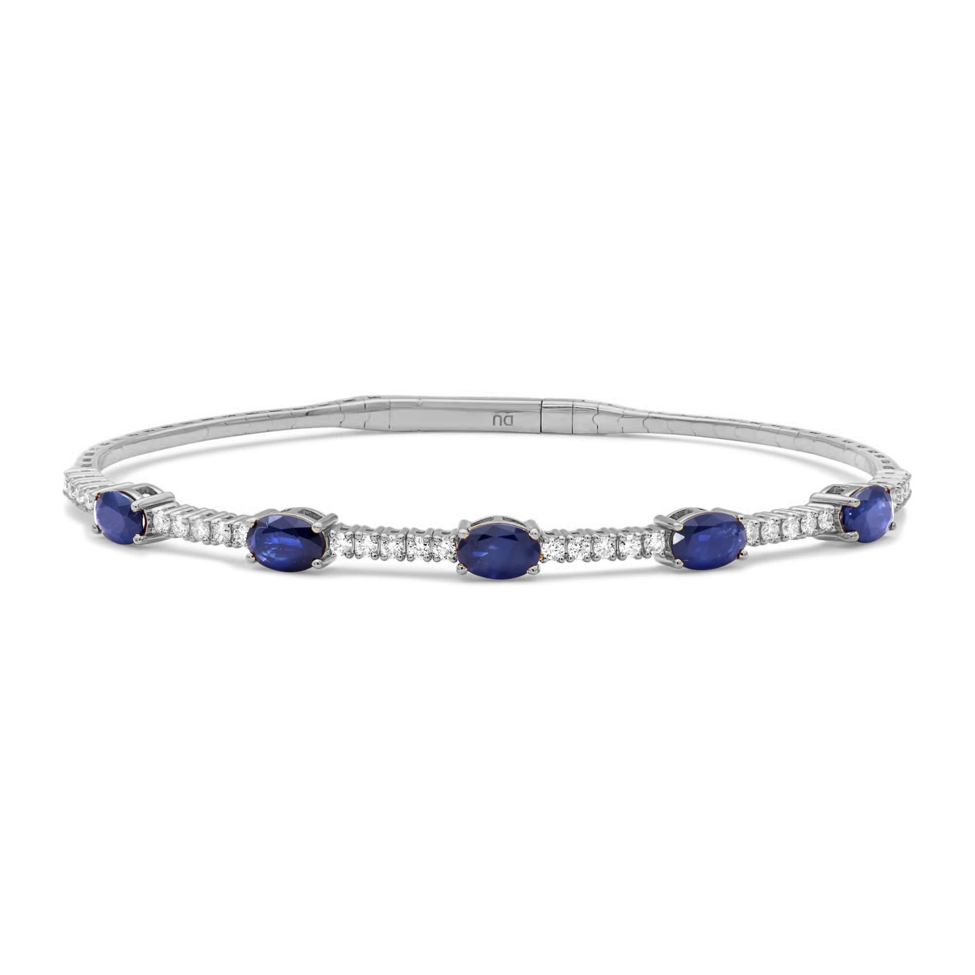 Oval Sapphire and Diamond Flex Bangle