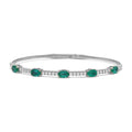 Oval Emerald and Diamond Flex Bangle