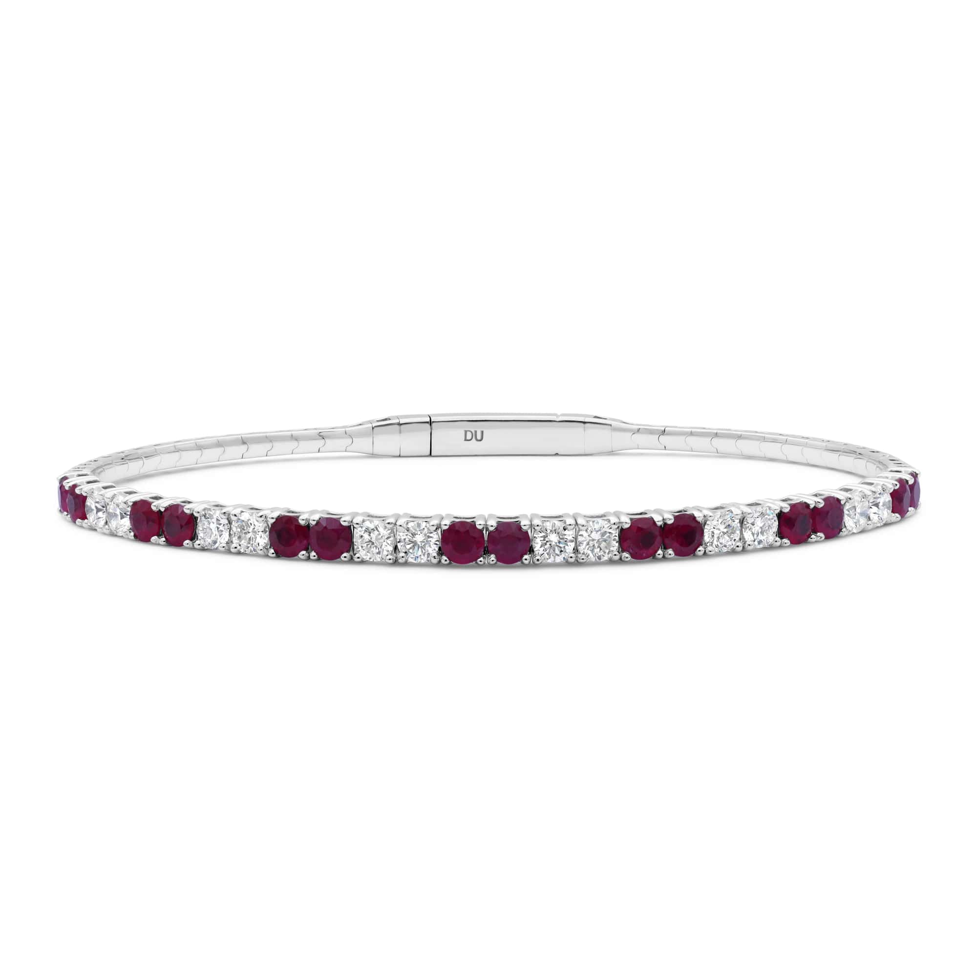 Ruby and Diamond Flex Half Way Bangle
