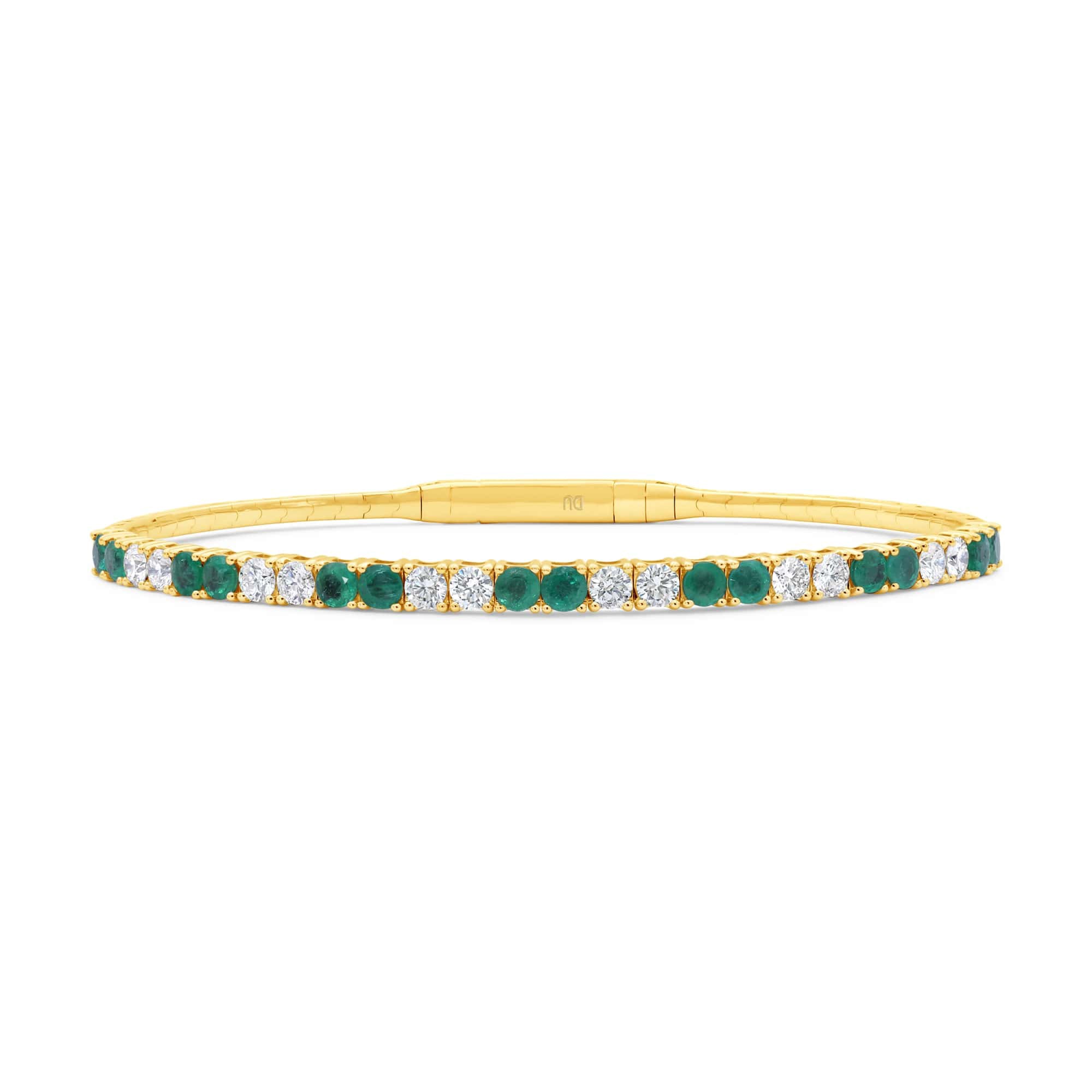 Emerald and Diamond Flex Half Way Bangle