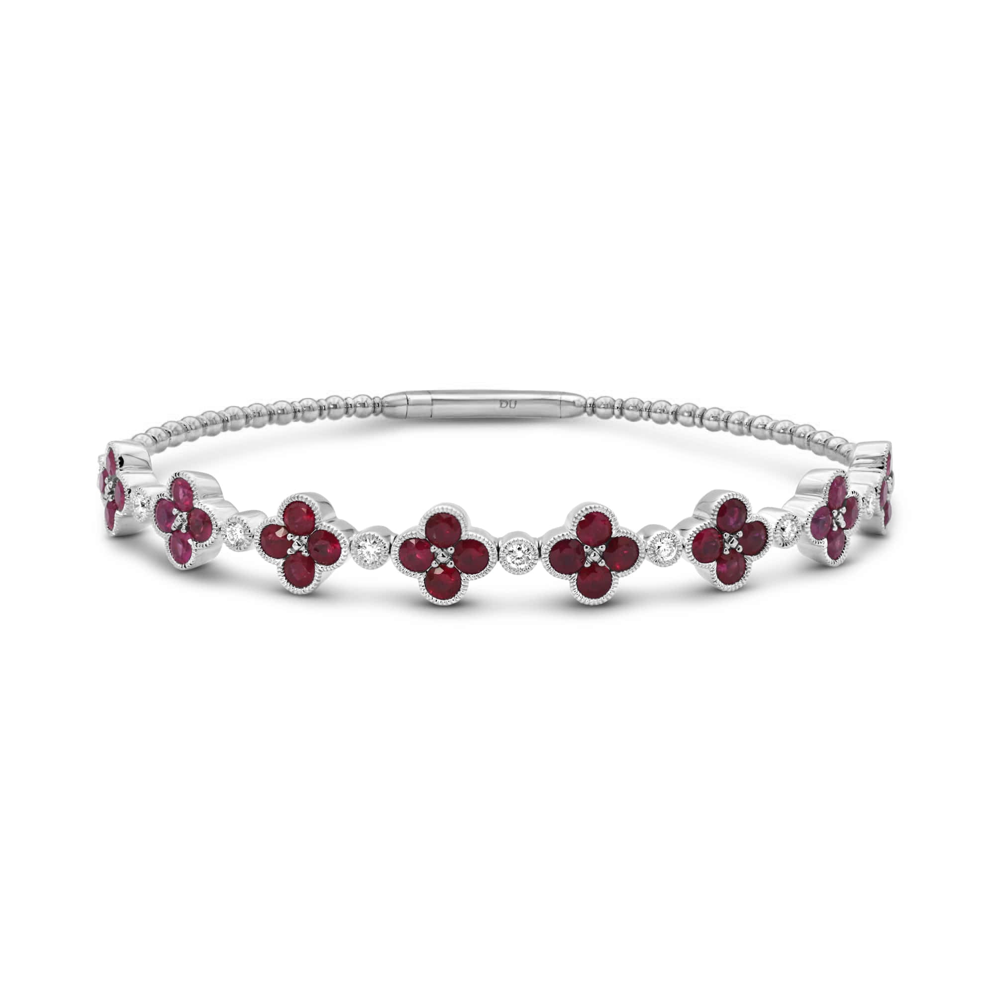 Ruby Clover and Diamond Flex Bangle