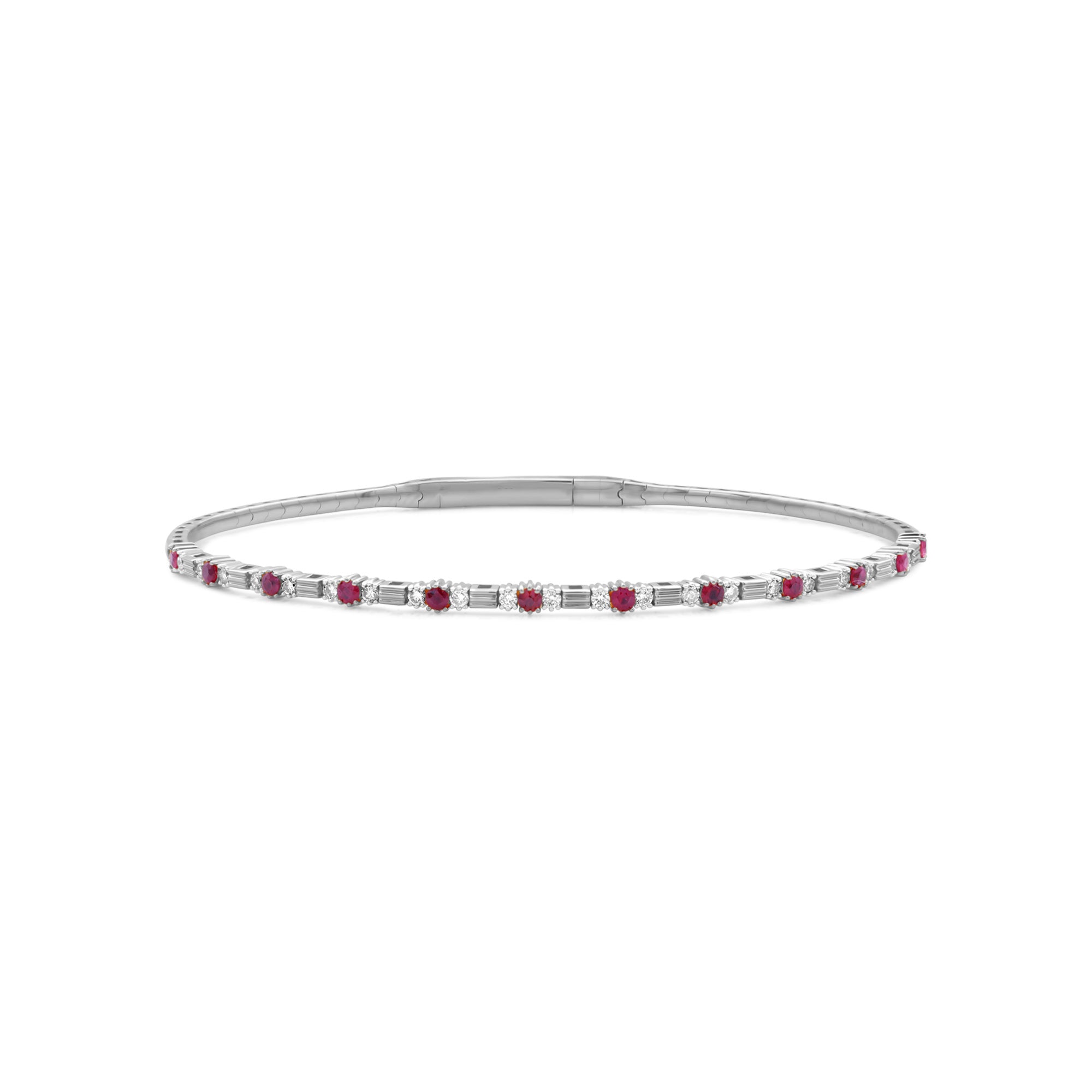 Multi Shape Ruby and Diamond Flex Bangle