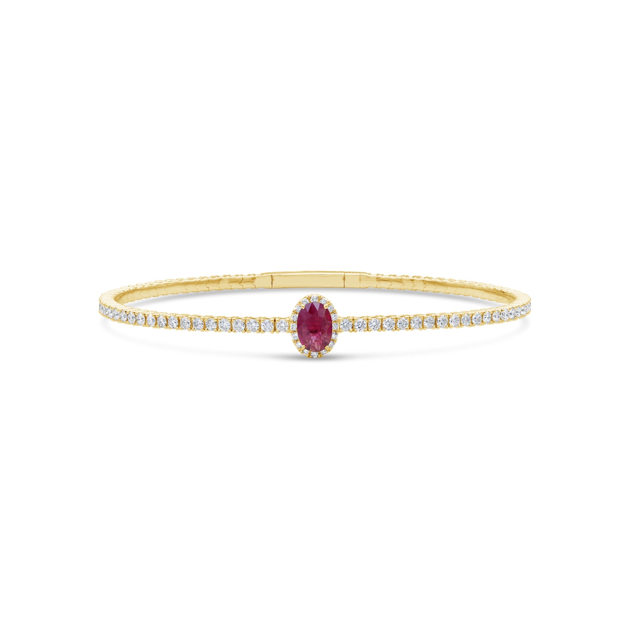 Halo Oval Ruby and Diamond Flex Bangle