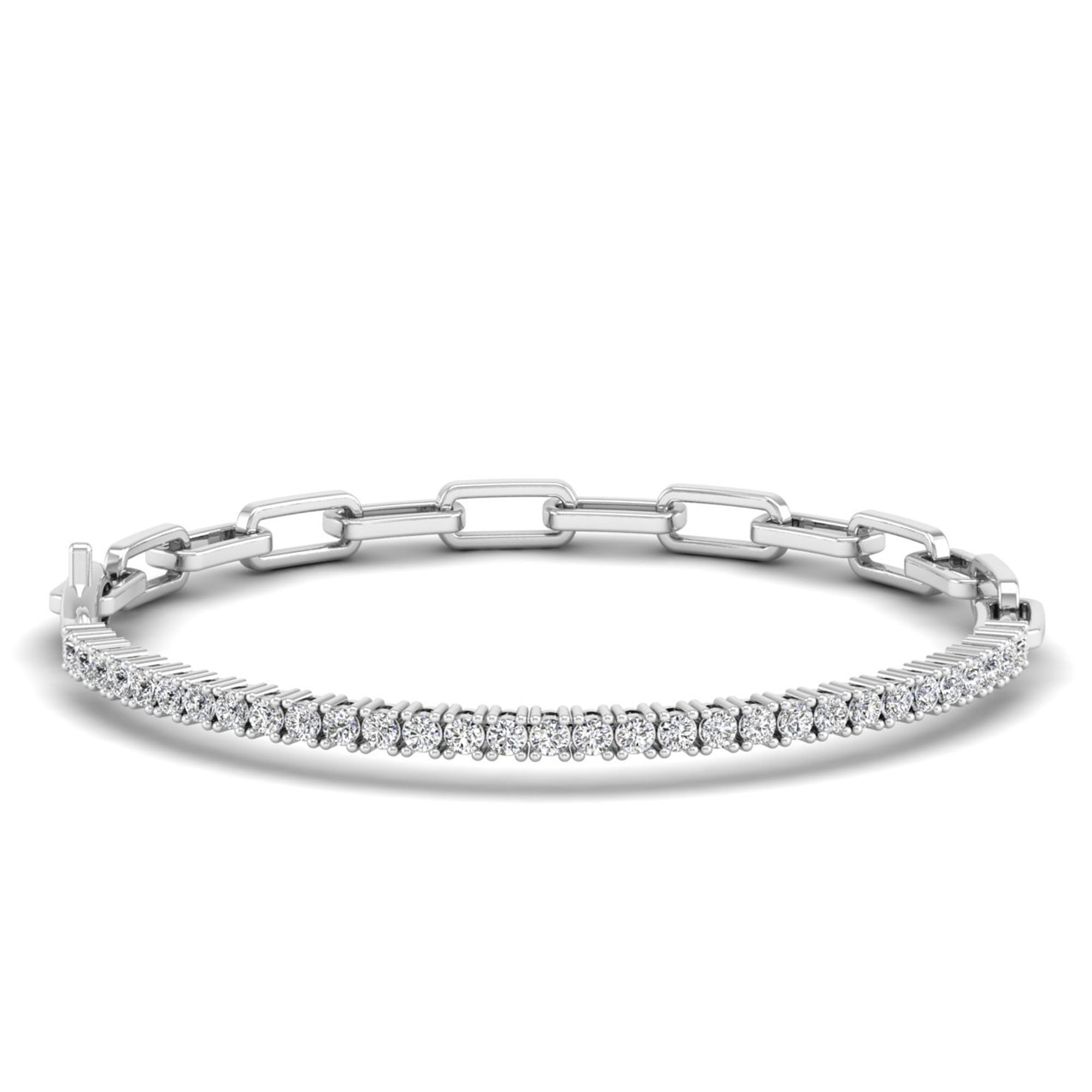 Prong Set Half Tennis Paperclip Diamond Bracelet