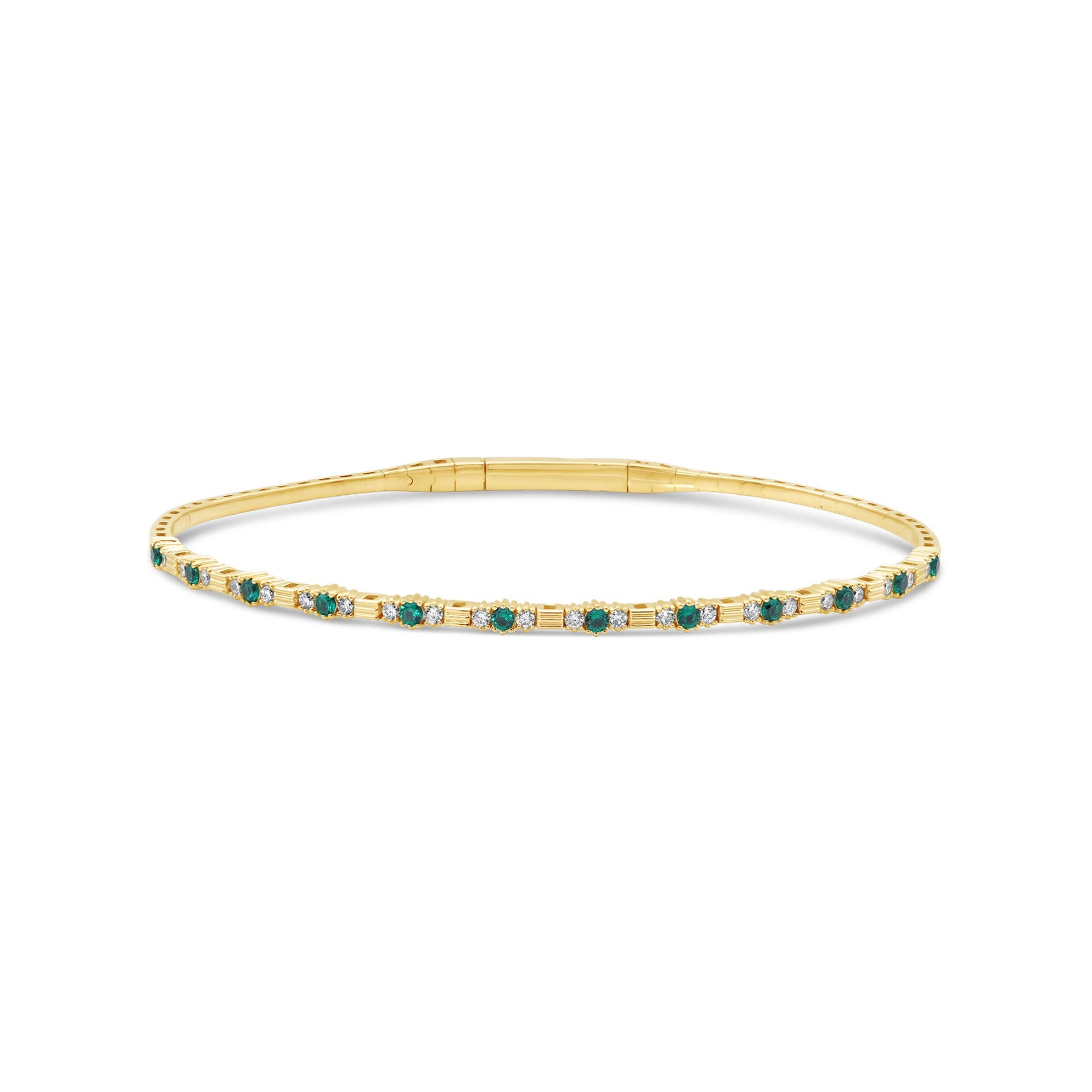 Multi Shape Emerald and Diamond Flex Bangle