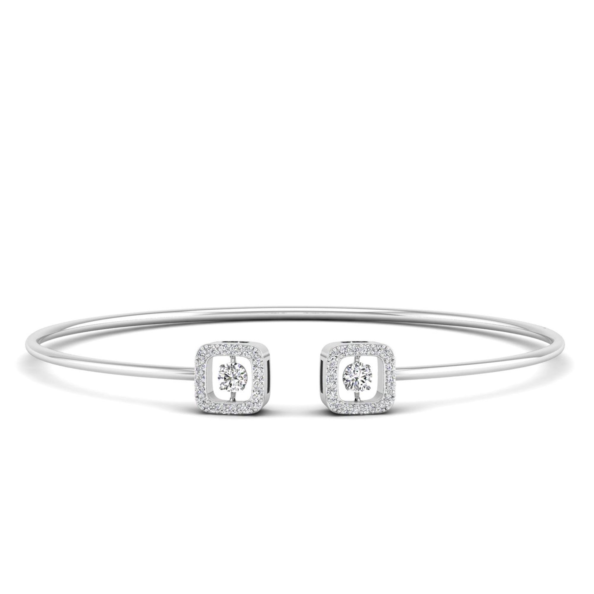 Square Cut Open Cuff Flex Dancing Diamond Bangle