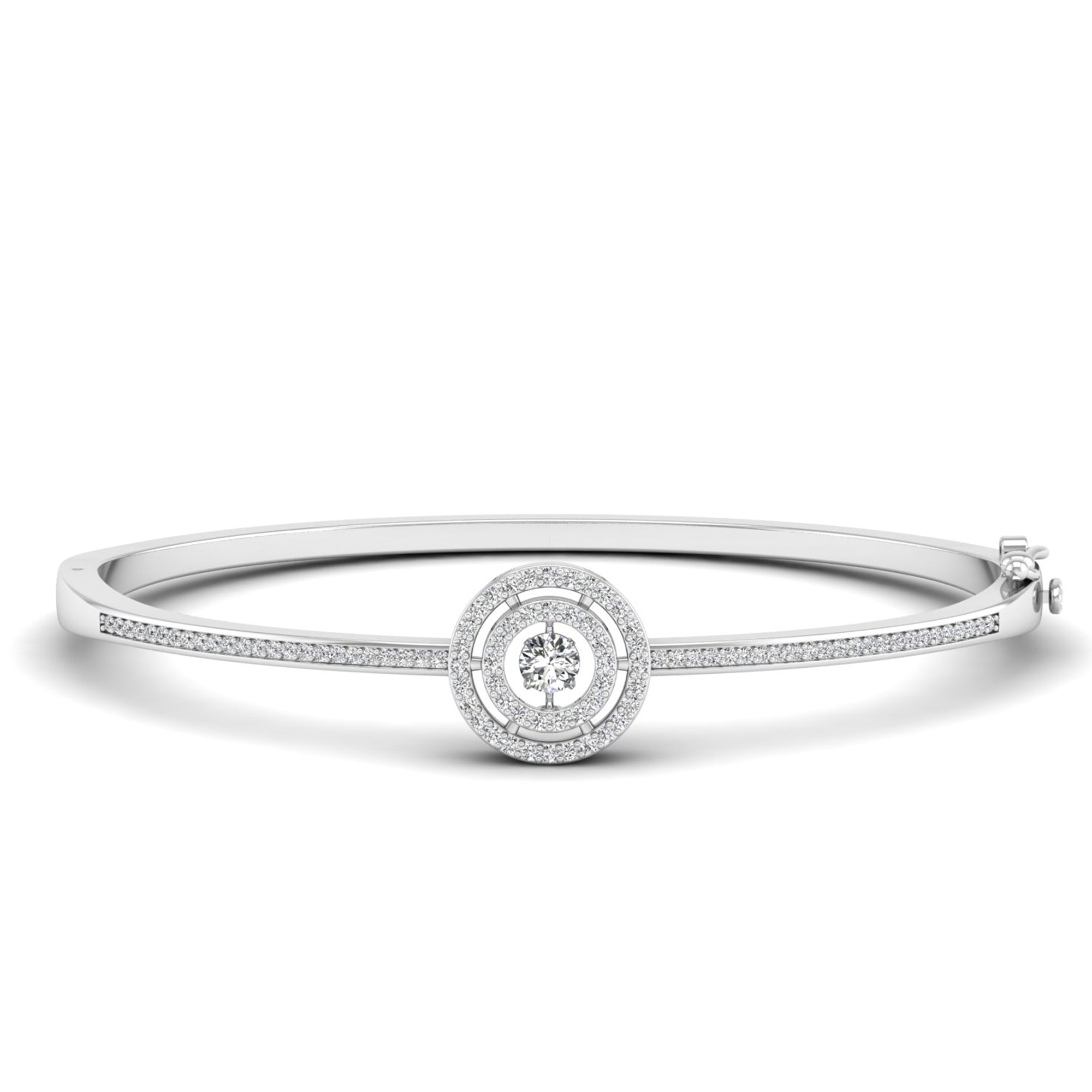 Double Halo Dancing Diamond Bangle