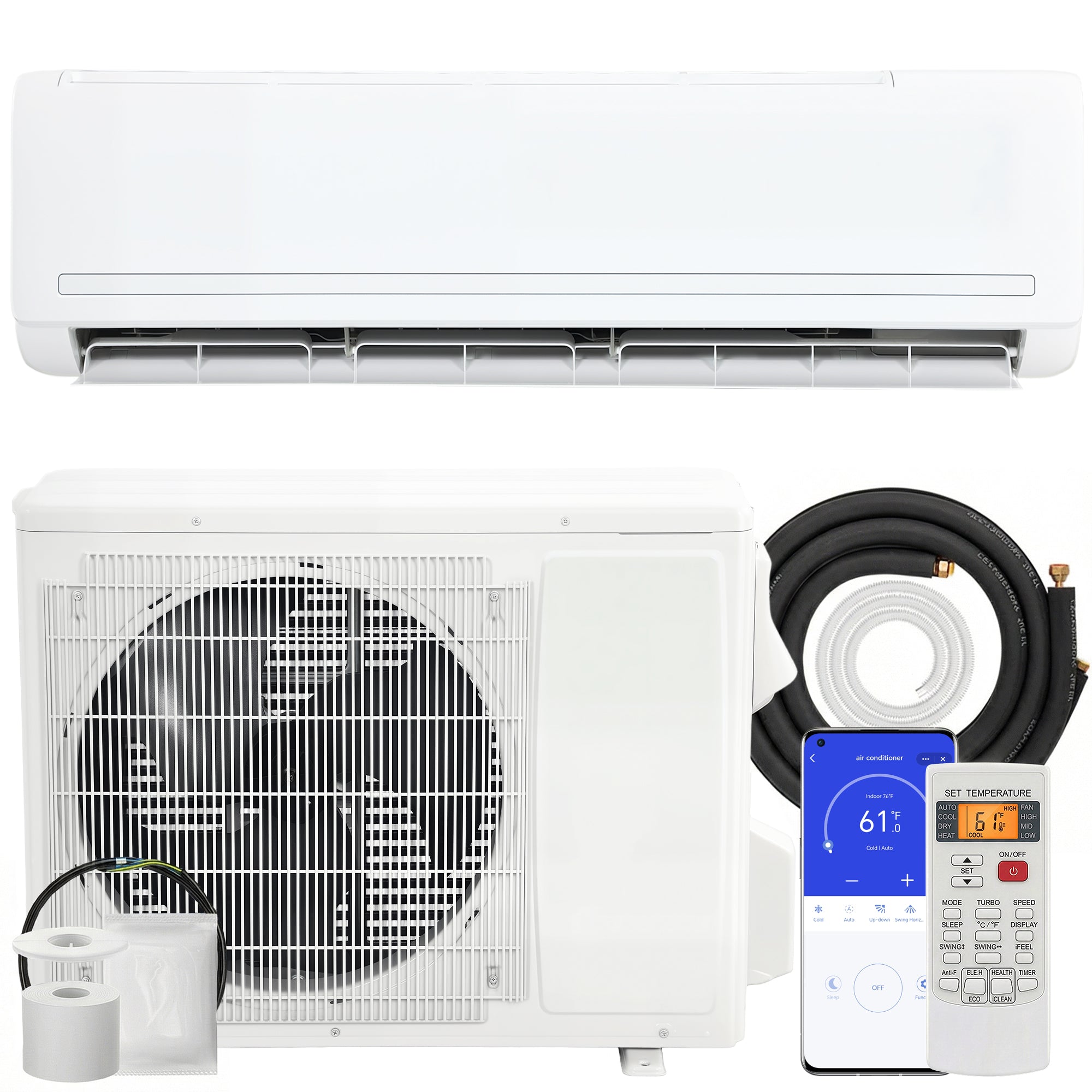 23000 BTU Mini Split Air Conditioner and Heat Pump, 19 SEER2 230V Energy Efficient Ductless Inverter AC Unit Cools up to 1500 Sq.Ft, Complete Installation Kit