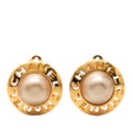 Gold Plated Faux Pearl Round Clip On Earrings