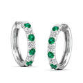 Alternating Emerald and Diamond Hoops