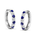 Alternating Sapphire and Diamond Hoops