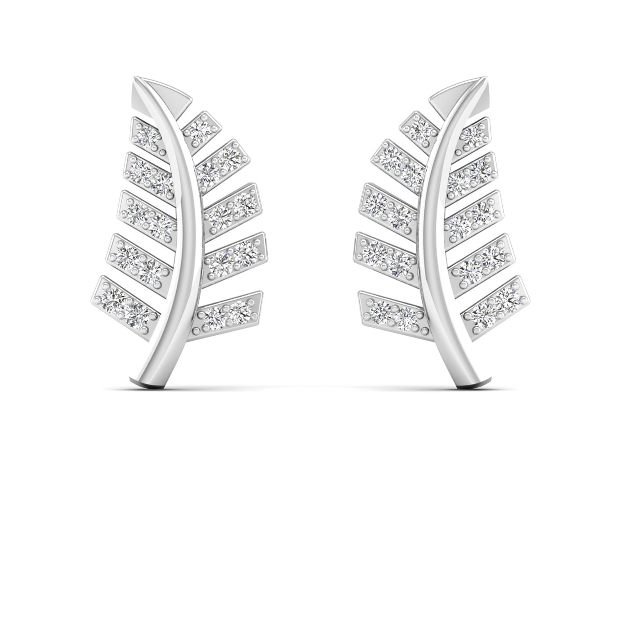 Leaf Petite Diamond Stud Earrings