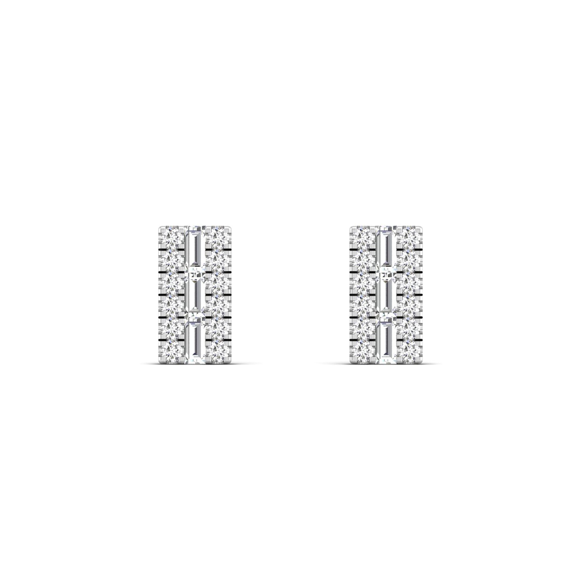 Double Row Diamond Stud Earrings