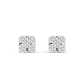 Square Baguette and Round Diamond Stud Earrings