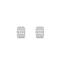 Baguette and Round Diamond Stud Earrings