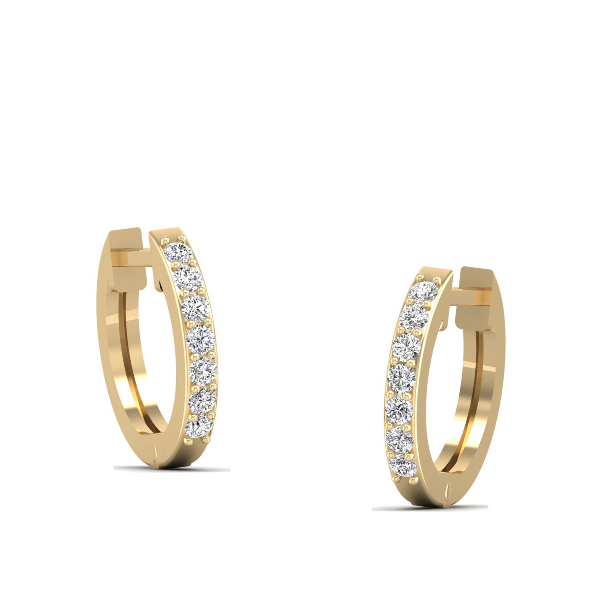 Channel Set Diamond Hoop Earrings