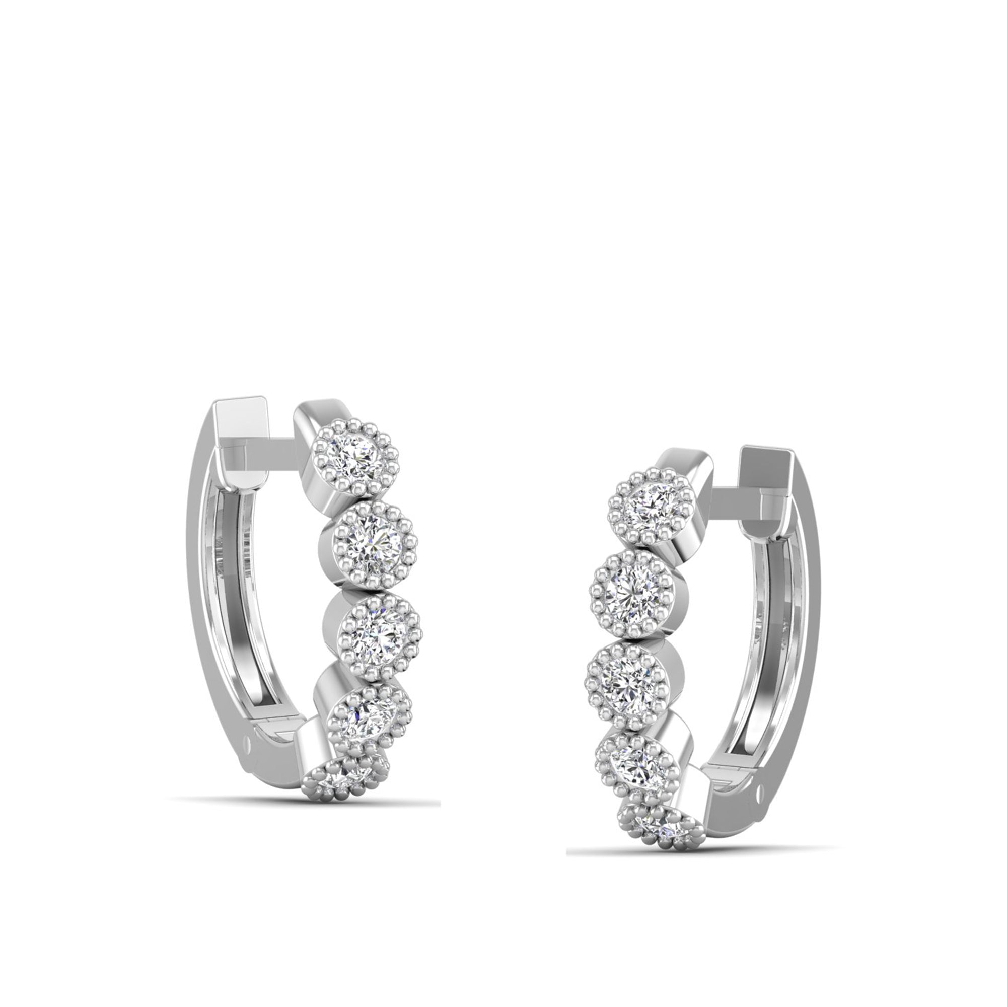 Five Stone Diamond Huggie Earrings