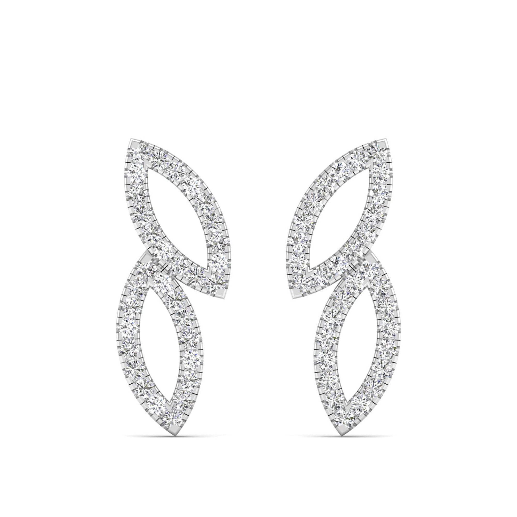 Double Leaf Diamond Stud Earrings