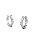 Bezel Three Stone Diamond Huggie Earrings