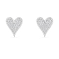 Large Pavé Heart Diamond Stud Earrings